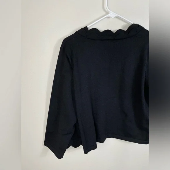 Nina Leonard Scallop Hem Bolero Black Cardigan Women's Event Classic Size 1X - Picture 9 of 13